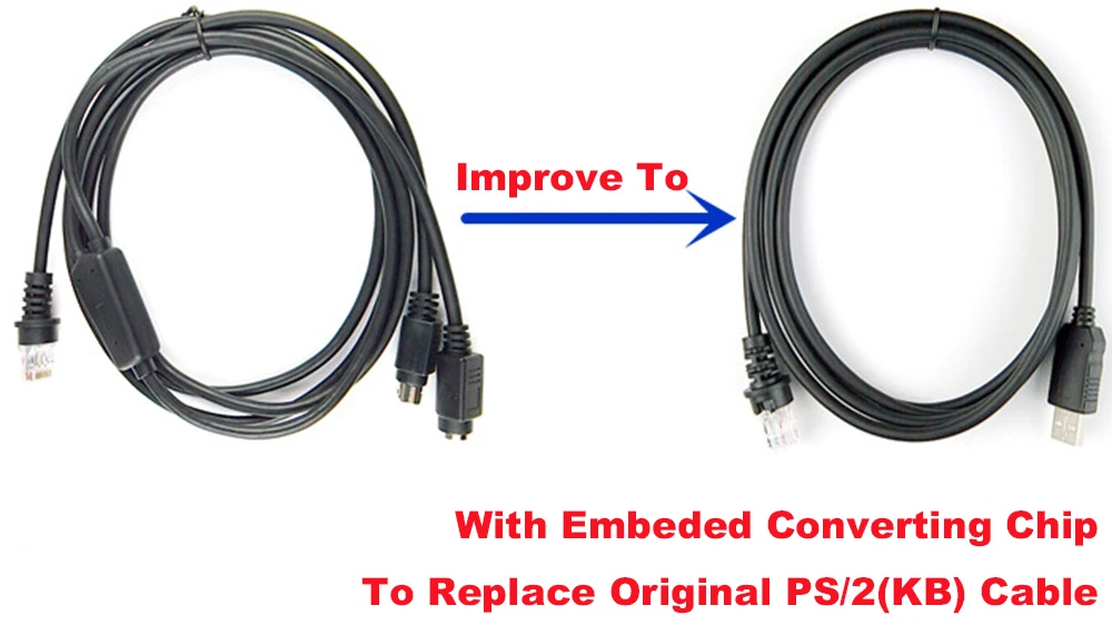 2 шт. PS2 USB кабель сканера штрих кода м (7 футов) для Honeywell HHP 3800LTP IT3800LRPDFVHD IT3800LX