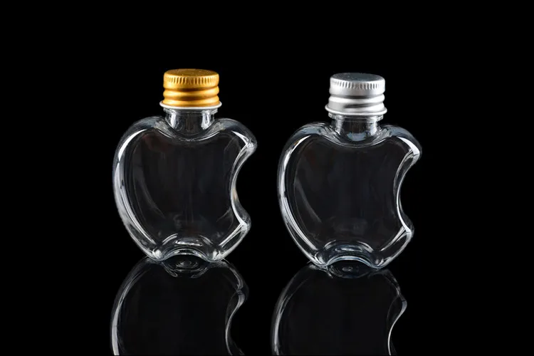 100x45 мл Apple Форма Пластик пользу бутылки с золотистого и серебристого цветов; цвет крышкой Многофункциональный безалкогольных напитков упаковочная баночка контейнер