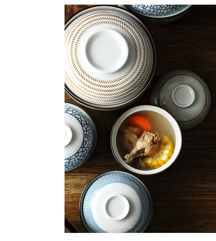 KINGLANG японский стиль керамическая подглазурная краска цвет для супа риса чаша тушеная мисо супница посуда