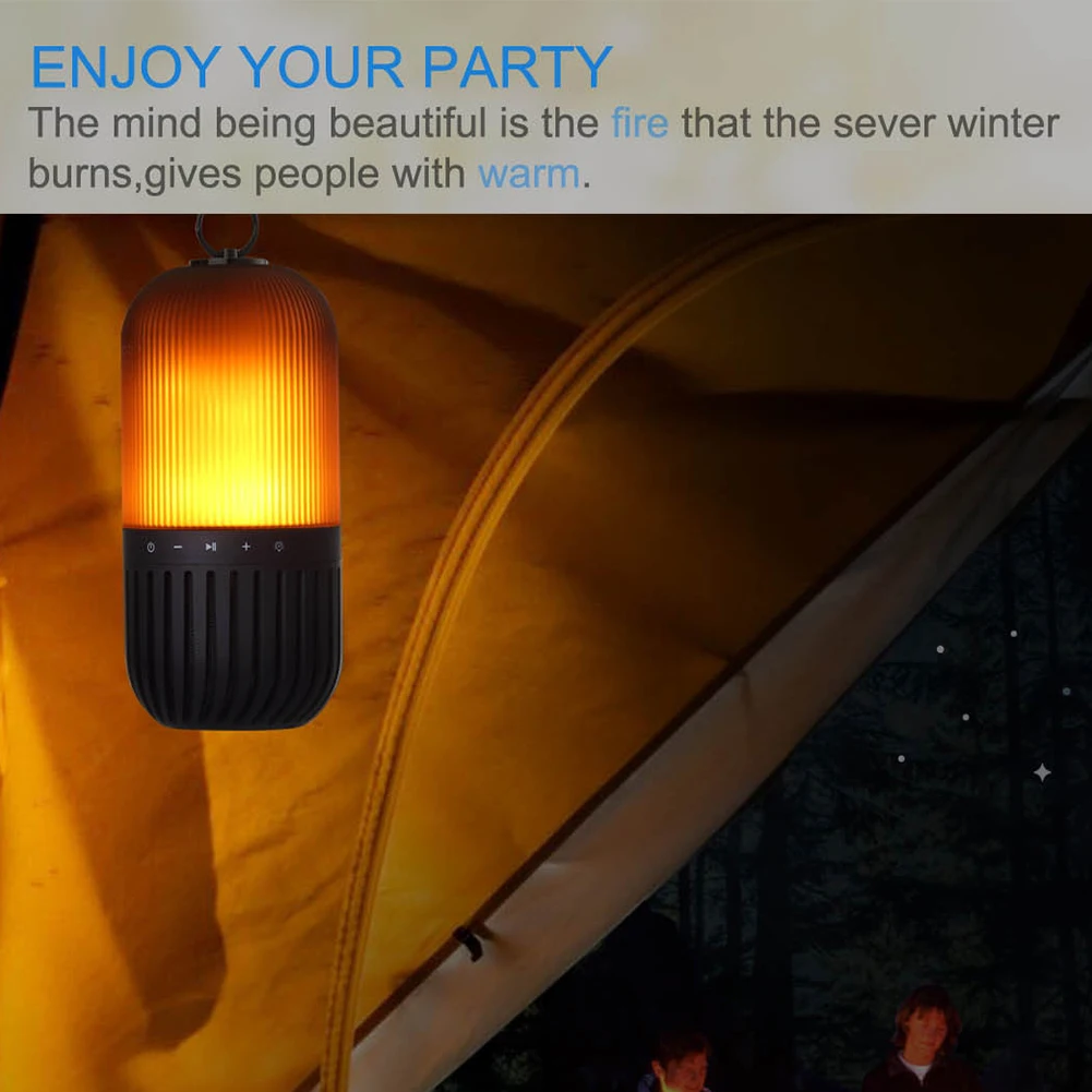Lâmpada de Chama Luz da Noite ao ar Portátil Alto-falantes Bluetooth Festa Estéreo Cintilação Livre Acampamento Alto-falante Led Luz 14 Lâmpada de chama led portátil alto falantes