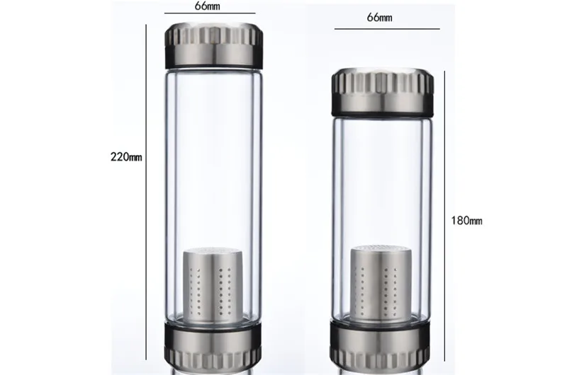 300ml 400ML Lemon Water Bottle Glass Bottle with Stainless Steel Tea Infuser Filter Tea Strainer Double Wall Glass Water Tumbler2