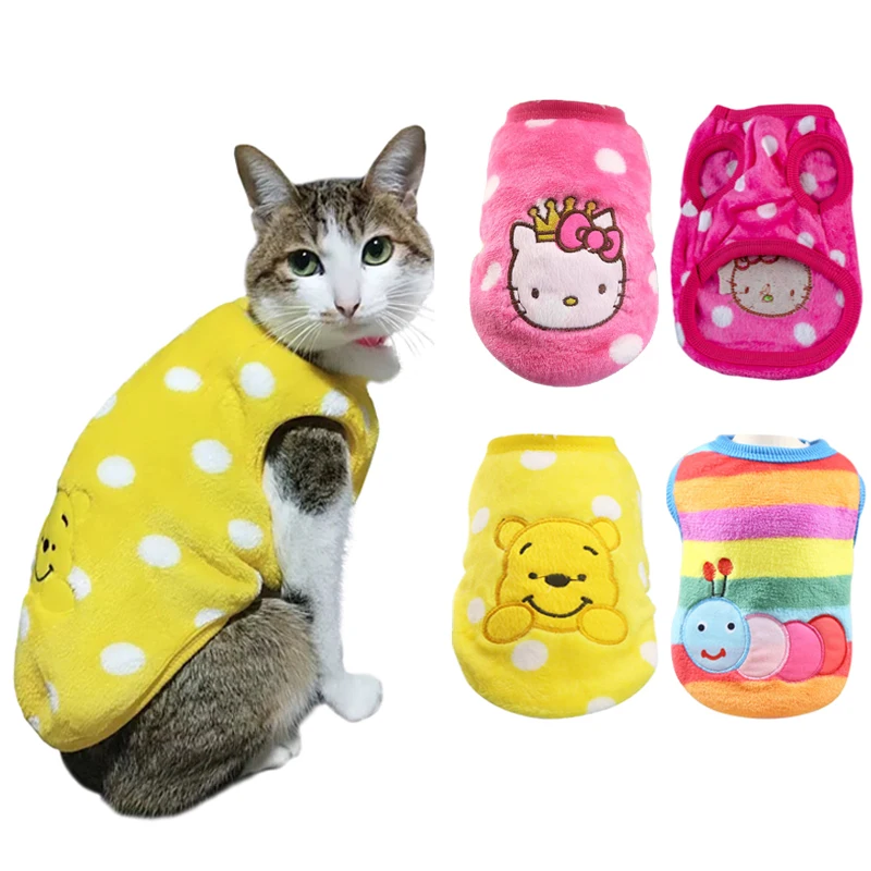 

Warm Cat Clothes Winter Cartoon Dog Cat Vest Costumes for Small Cats Soft Fleece Kitten Kitty Coat Jackets Pet Clothing
