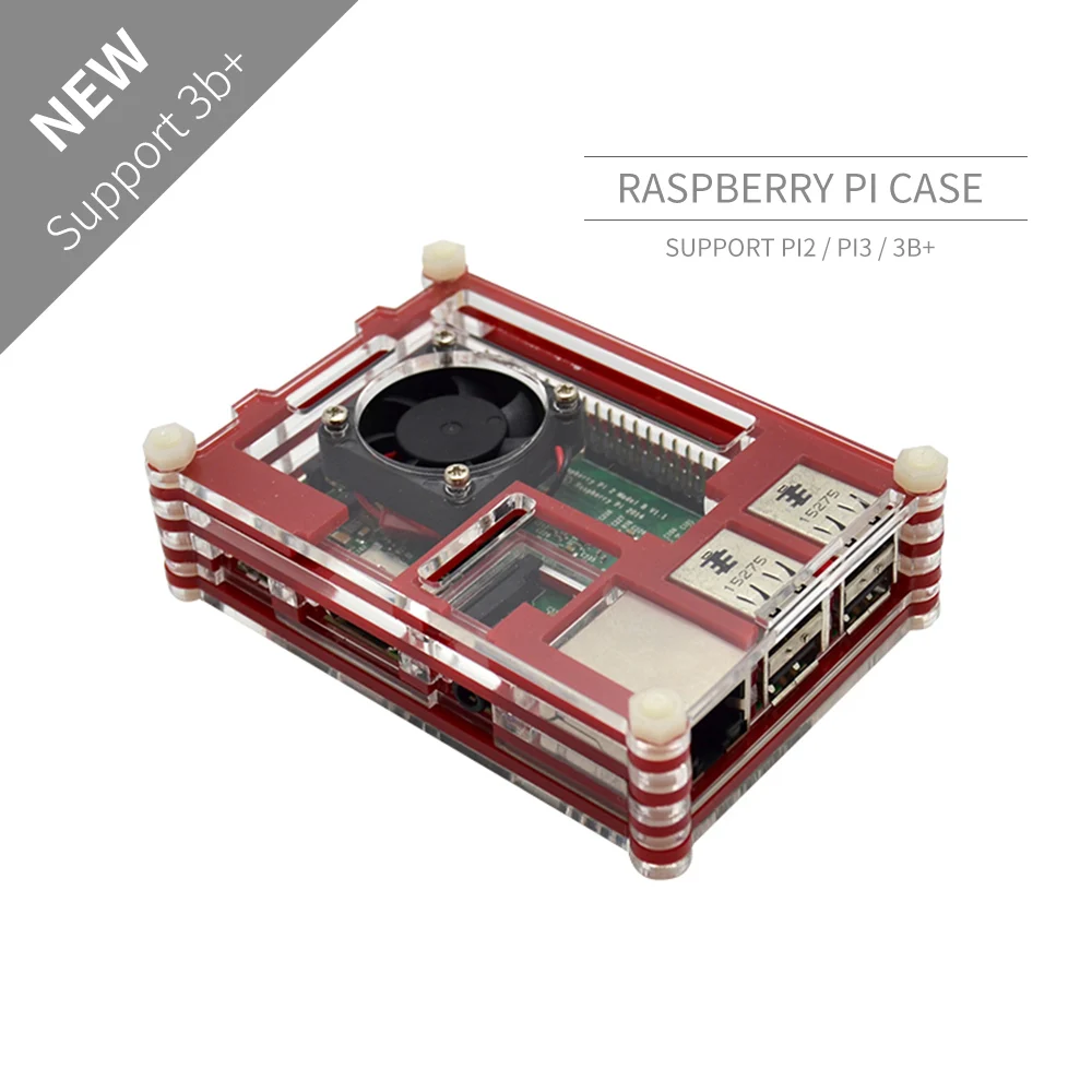 Raspberry Pi 9 слоев Acry для Raspberry Pi 3 Raspberry Pi 2 B Raspberry Pi 3 B+ черный красный нарезанный 9 слоев s Чехол коробка+ вентилятор охлаждения