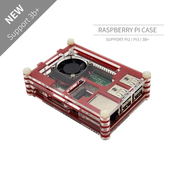 

Raspberry Pi 9-layer Acry for Raspberry Pi 3 Raspberry Pi 2 B Raspberry Pi 3 B+ black red Sliced 9 Layers Case Box + Cooling Fan