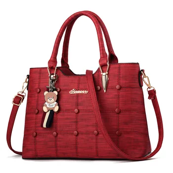 

2019 Fashion Ladies Handbag Tassel PU Leather Portable Messenger Bag New Rivet Shoulder Bag Ladies Simple Style Handbag