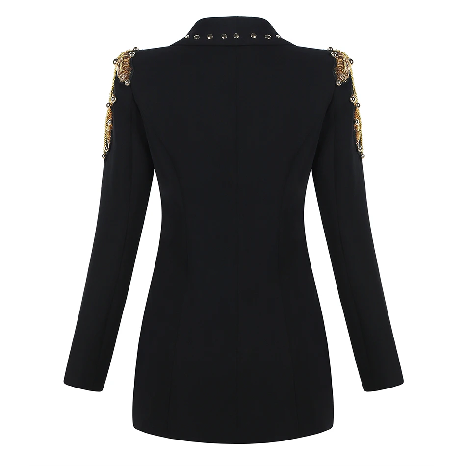 Seamyla новые модные пальто для женщин с длинным рукавом Тонкий блестками черный блейзер для вечеринки куртка с показа сексуальная зимняя верхняя одежда