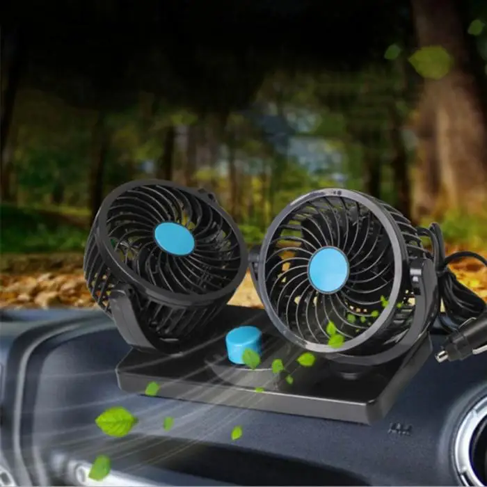 12V/24V Double Ventilator Car Ventilator Fan for Caravan Car with Cigarette Lighter NJ88