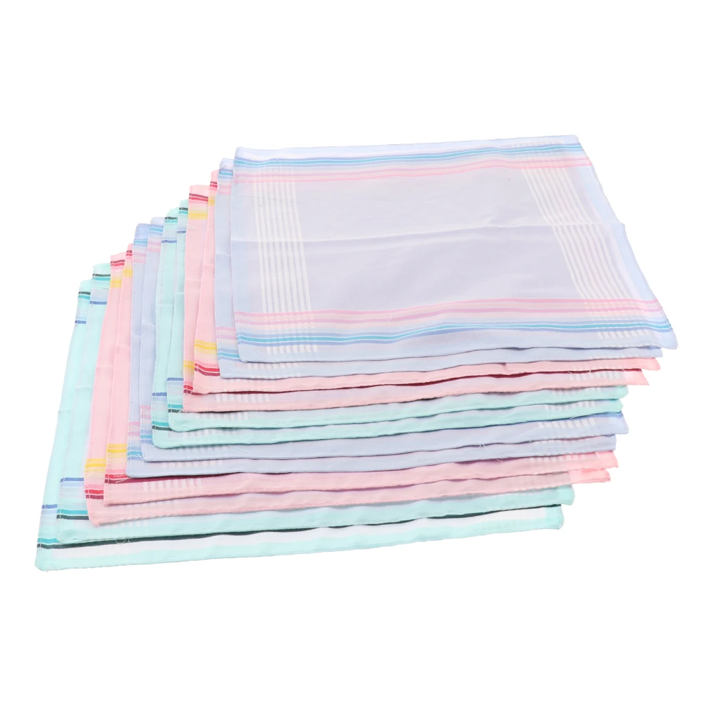 12 Pieces Vintage Moisture-wicking Hankie 100% Cotton Pocket Square Hanky Small Pocket Hankerchief for Men Women