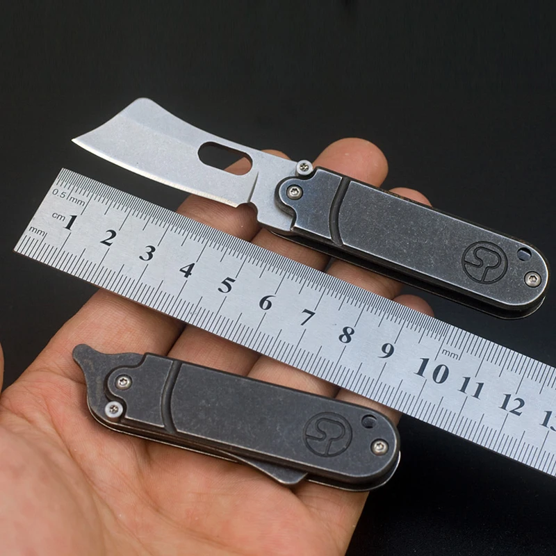 Mini Bean Folding Knife 440 Steel Blade Steel Handle Camping Hunting