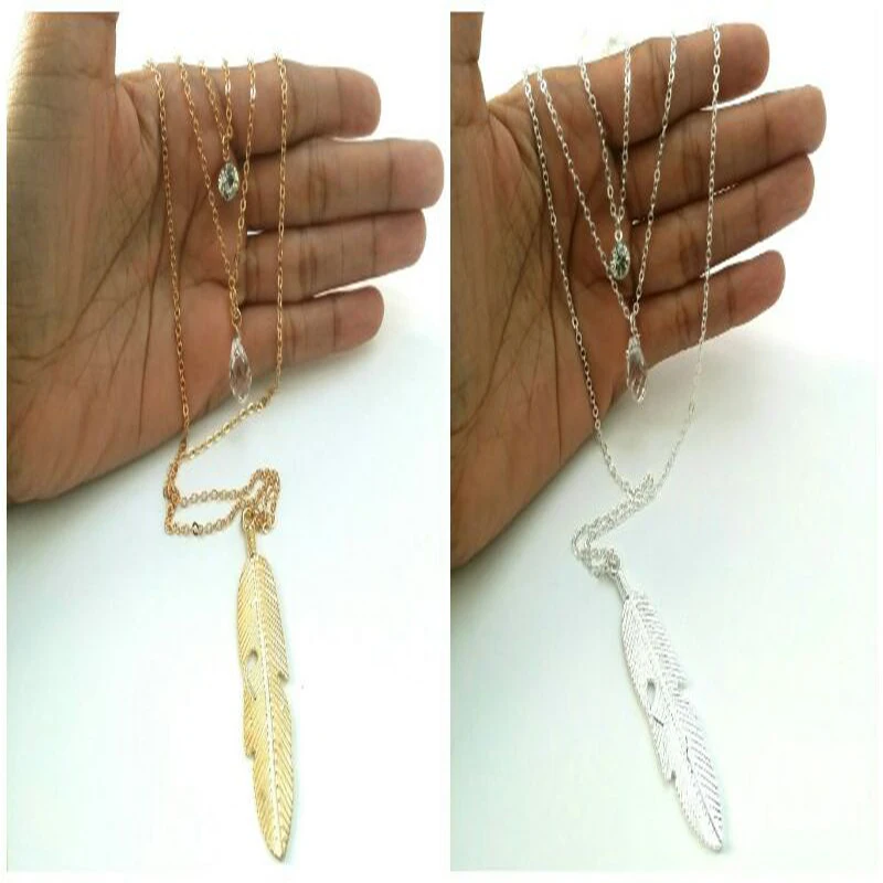 Nouveau-3-Multi-Couche-Collier-de-Baisse-En-Cristal-Charme-Grande-Plume-Pendentif-longue-cha-ne