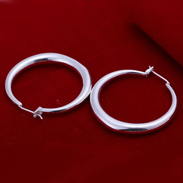 

2015 new 925 sterling silver Fat smooth Round circle Hoop fine earring for women lady's fashion jewerly factory price wholesale