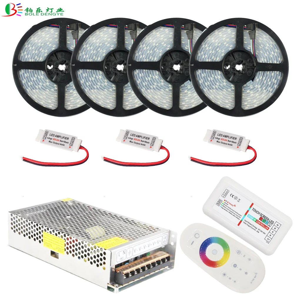 

20M RGBW LED Strip IP67 Waterproof RGBWW Diode Tape 10M 15M 5M +2.4G RF Remote RGBW Controller+RGBW Amplifier+DC12V Power Supply