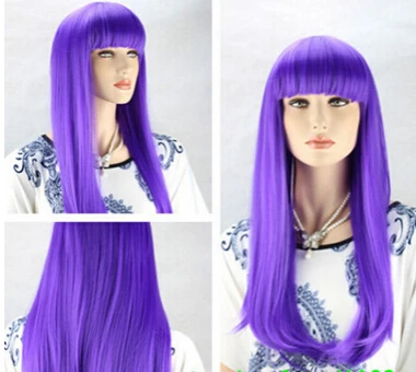 dd001777 New Cosplay Purple Long Straight Women Full wig (B) |