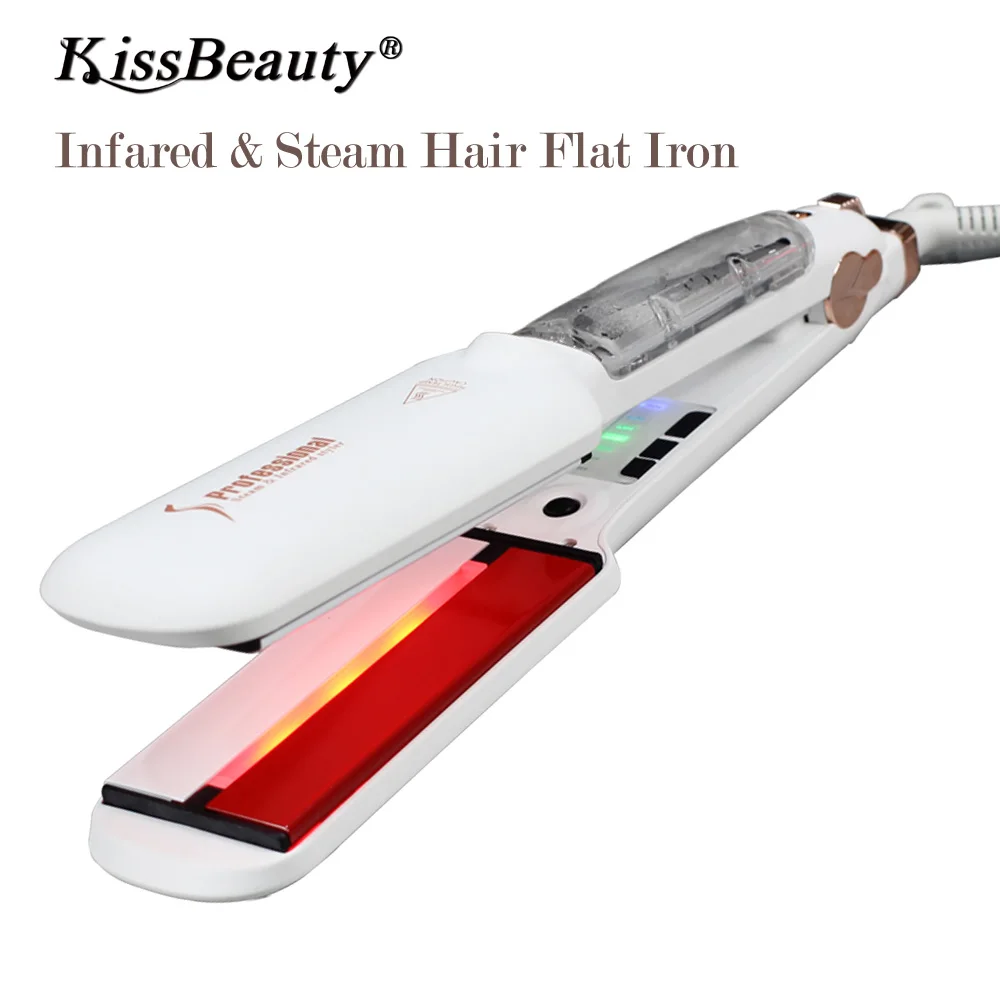 

Kissbeauty Infared Steam Flat Iron with MCH Professional Wet/dry , Tourmaline Ceramic Vapor Hair Straightener Iron