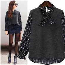 Большой Размер Дамы Весной Ослабление С Двумя Фонарями С Длинным Рукавом Футболка