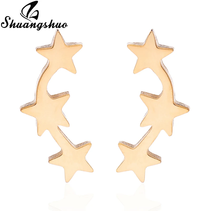 

Shuangshuo Stainless Stud Star Stud Earrings For Women Gold Small Earrings Fashion Ear Studs Jewelry brincos oorbellen femme