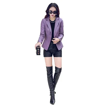 

Faux leather coat M-5XL plus size black army green PU coat autumn winter loose fashion short paragraph faux leather jacket JD488