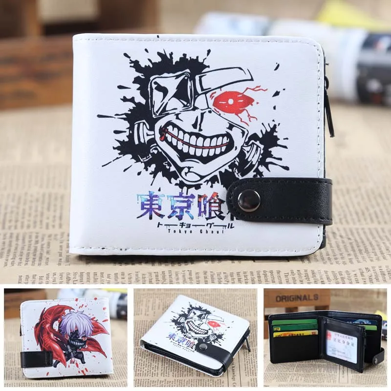 Аниме/игра Touken Ranbu PU короткий нулевой кошелек/портмоне/многослойный двойной бумажник на кнопке - Цвет: Tokyo Ghoul