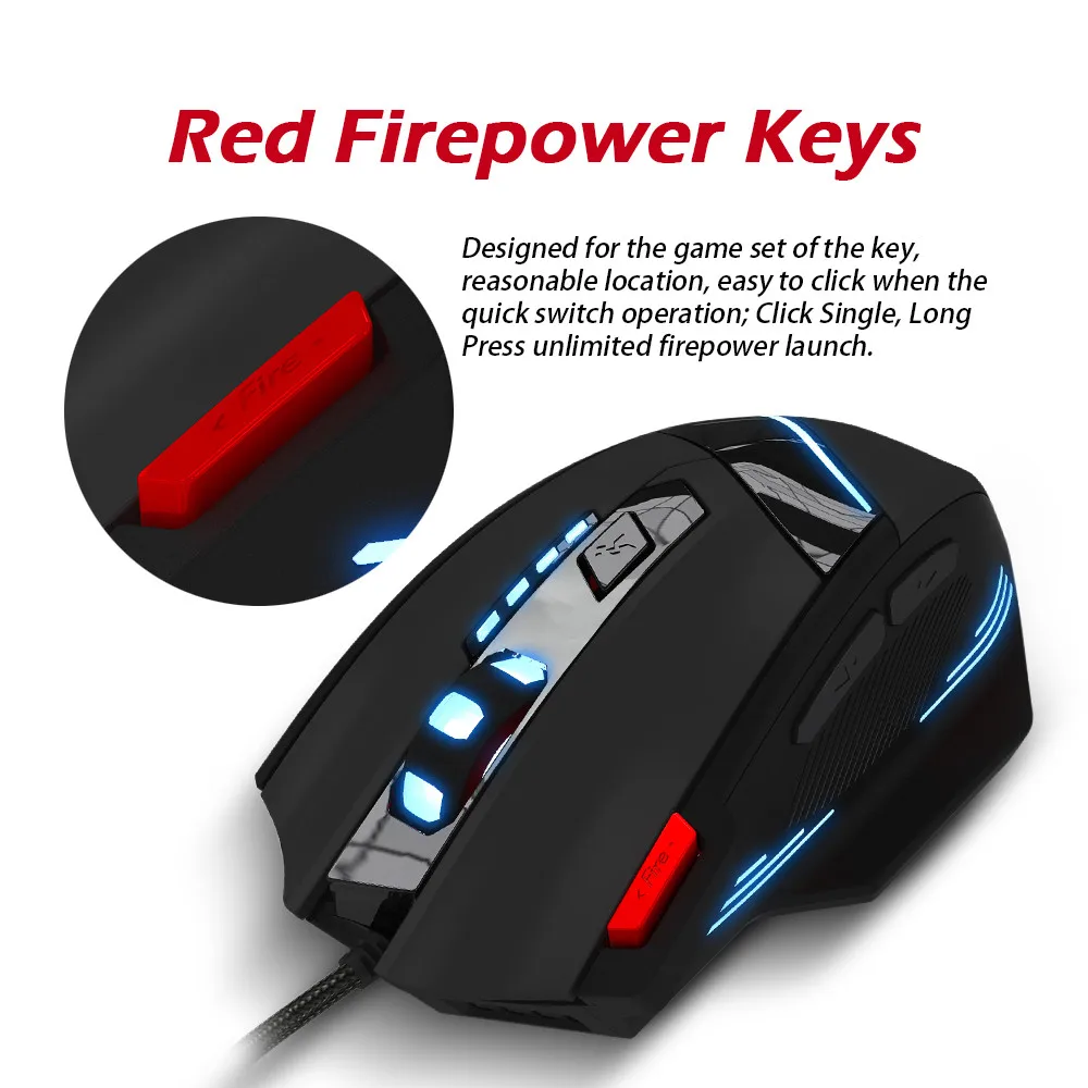 ZELOTES T-60 Professional Wired Gaming Mouse 7 button 3200 DPI 4 Color Led Light Optical USB Computer Gamer Mice for PC Laptop (10)