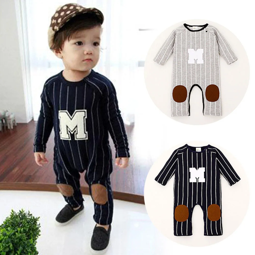 New Born Baby Boy Clothes Romper Children Alpha M Velvet Romper With