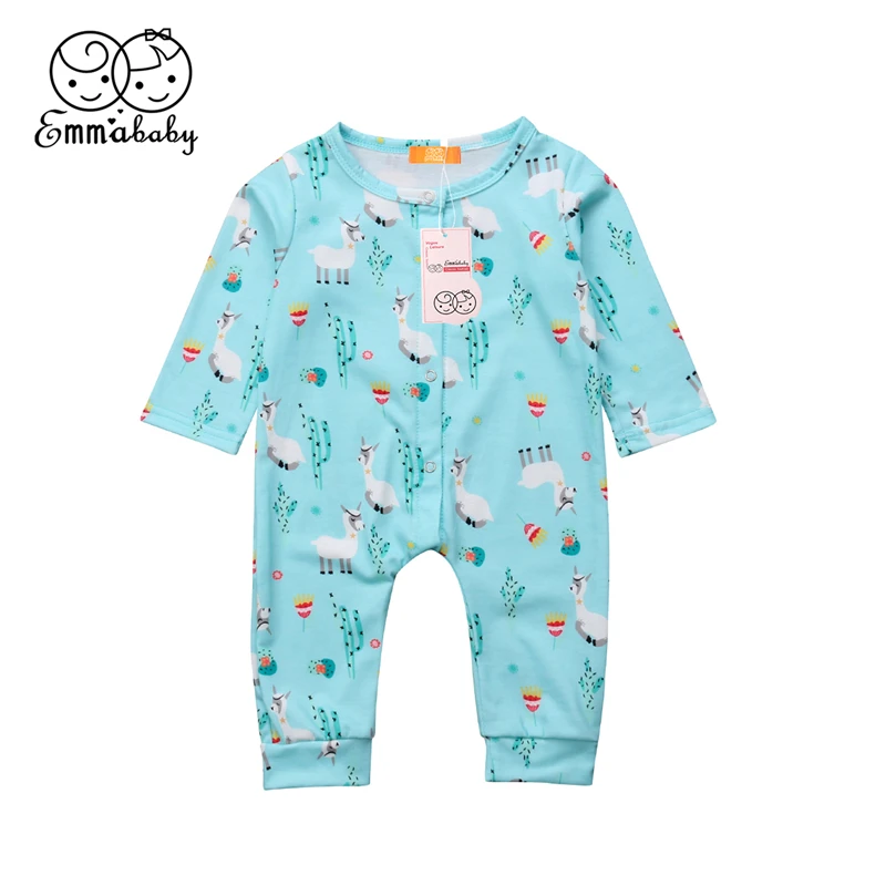 

Autumn Baby Boy Girl Sleepwear Newborn Infant Kid Long Sleeve Alpaca Cotton Romper Jumpsuit Outfit Pajamas Clothes Spring 0-24M