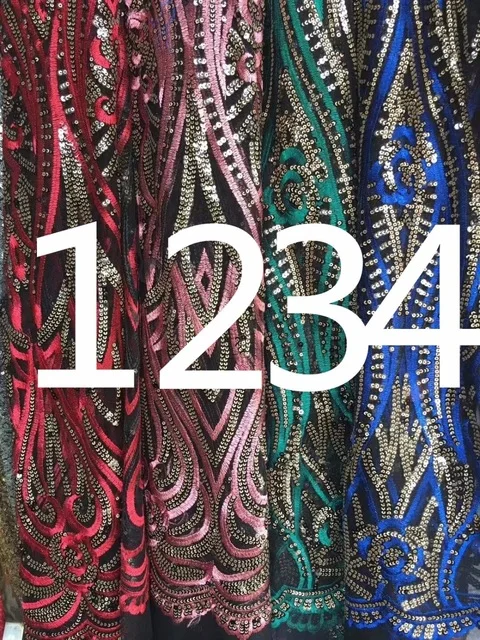 

Latest French Lace Fabric Sequins Fabric High Quality African Tulle Mesh Lace Fabric Embroidery Wedding Lace Fabirc