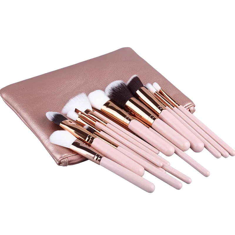 15pcs Pink Makeup Brushes Set Powder Foundation Eyeshadow Eyebrow Brush Cosmetic Beauty Tools Kit (8)