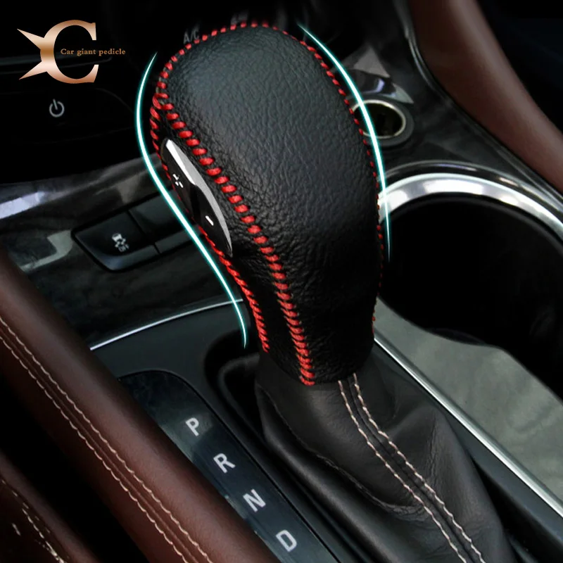 Black Genuine Leather Hand stitched Gear Shift Knob Cover for Buick