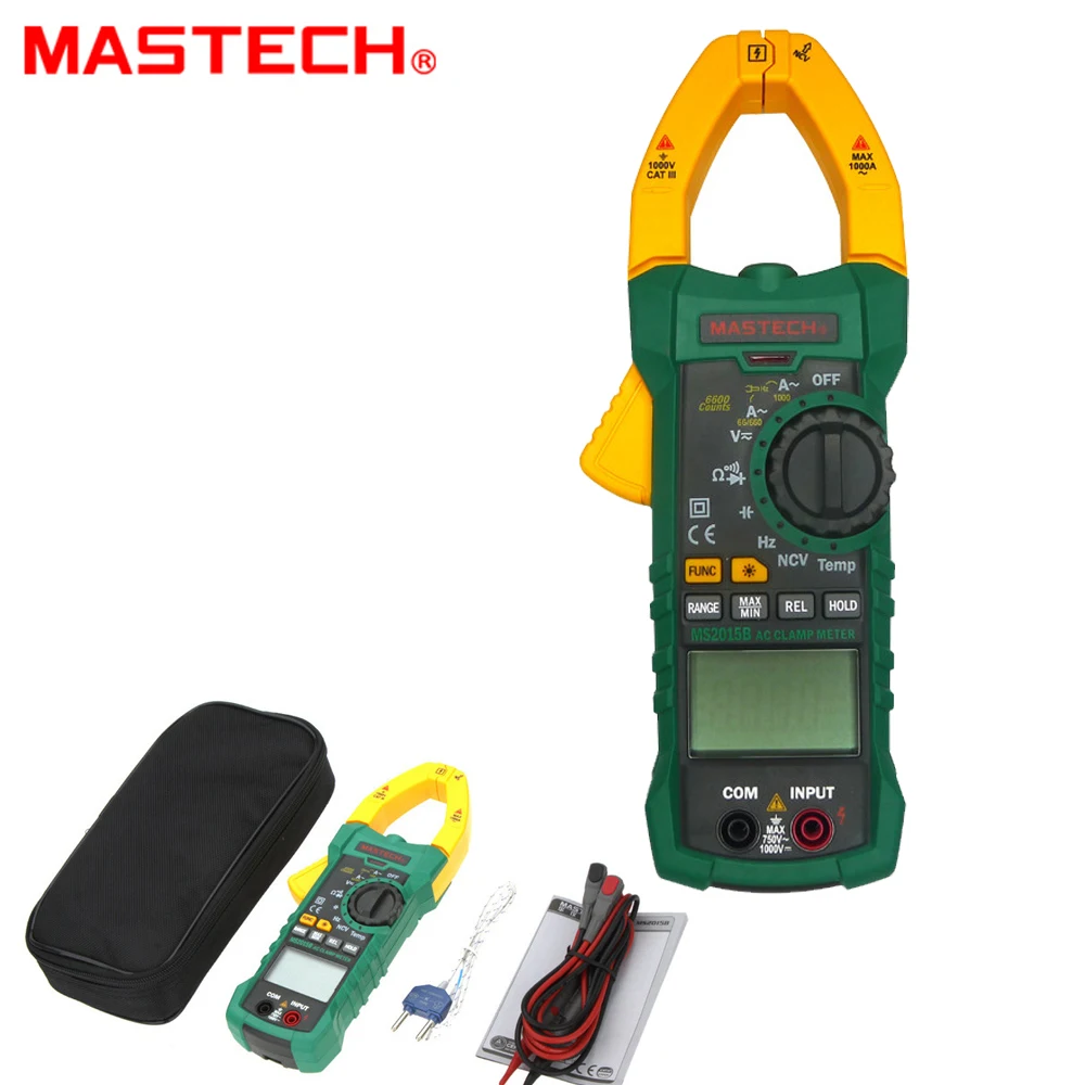 MASTECH MS2015B 6600 counts 1000A AC Clamp Meters w/Capacitance Frequency Temperature & NCV Test MASTECH MS2015B 6600 counts 1000A AC Clamp Meters w/Capacitance Frequency Temperature & NCV Test