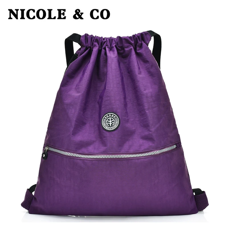 

NICOLE & COWomen's bag 2019 lightweight backpack bundle pocket drawstring backpack women's Korean version of the travel tren