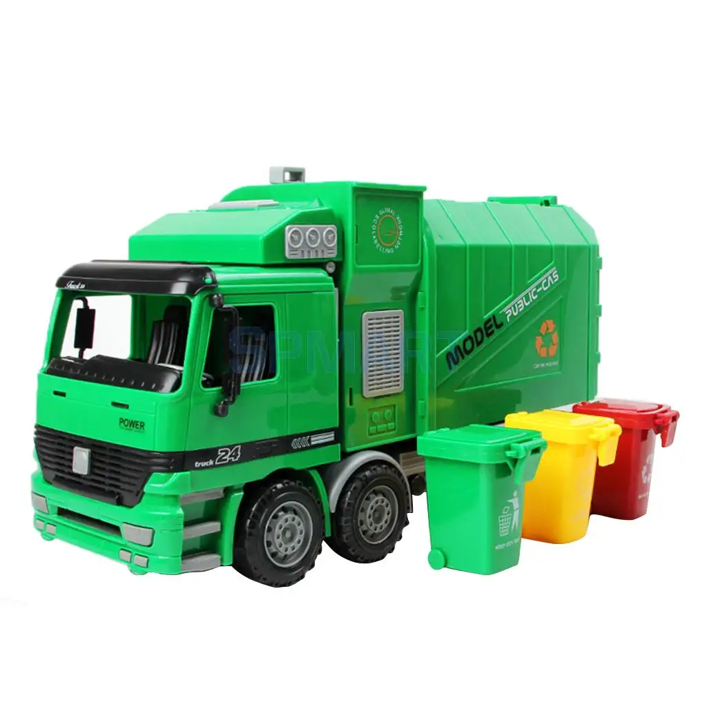 

MagiDeal 1:22 Kids Children Toddler Super Large Die Cast Pull Back Sanitation Garbage Truck Model Cool Toy Xmas Gift Green
