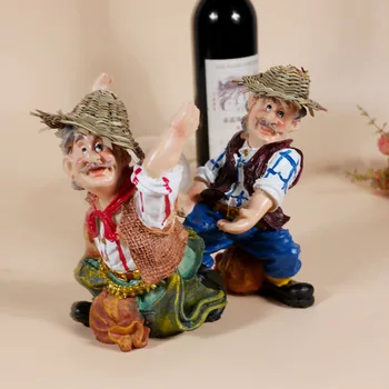 

Private custom Resin Figure craft farmers to raise wine wine rack individual wine rack home decoration