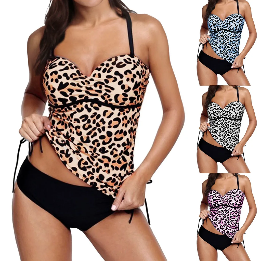 

Women's Swimming Suit Sexy Bikini Swimsuit Women Swimwear Beachwear Leopard 2 Pieces Tankini Swimjupmsuit Bathing Suit
