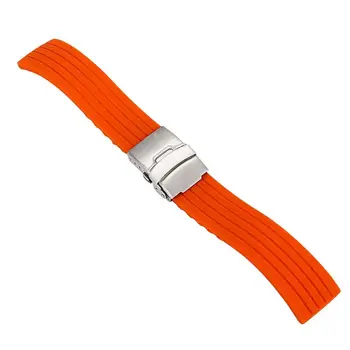 4 Colors Silicone Rubber Watch Strap Band Deployment Buckle Waterproof Watchband 16mm,18mm, 20mm, 22mm, 24mm