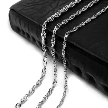 

2.5mm Unisex Water Wave Chain 316L Stainless Steel Box Chain Necklace Jewelry Making 20in 24