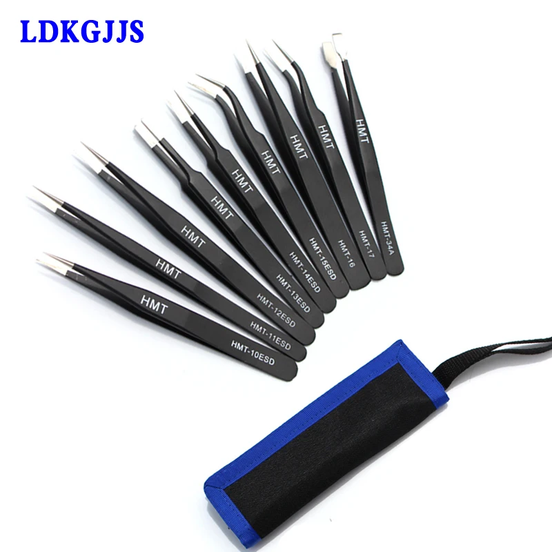 Buy 9pcs/lot Stainless Steel ESD Tweezers Set