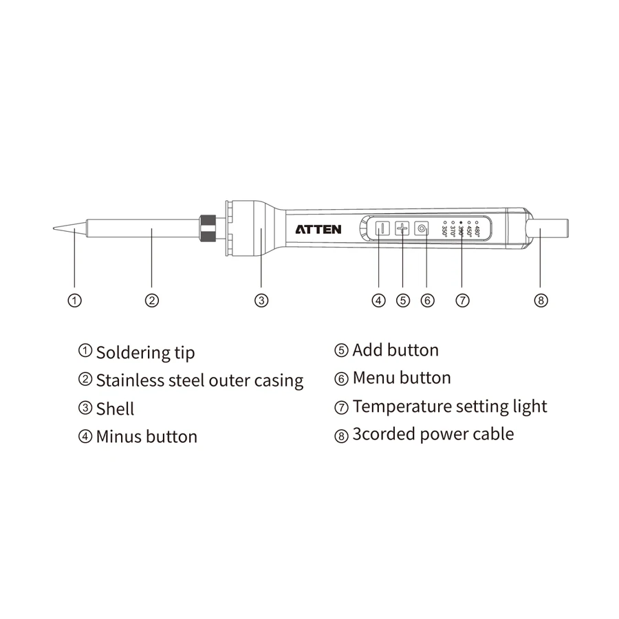 ATTEN ST-2080 ST-2080D ST-2150 ST-2150D Soldering Iron 220V Temperature Adjustable Soldering Iron 5