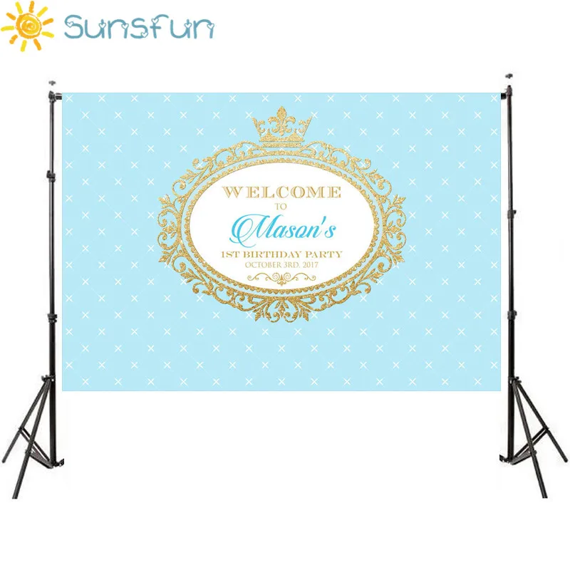 Sunsfun 5x3 фута Золотая Корона принц фон синий мальчик вечевечерние НКА баннер день