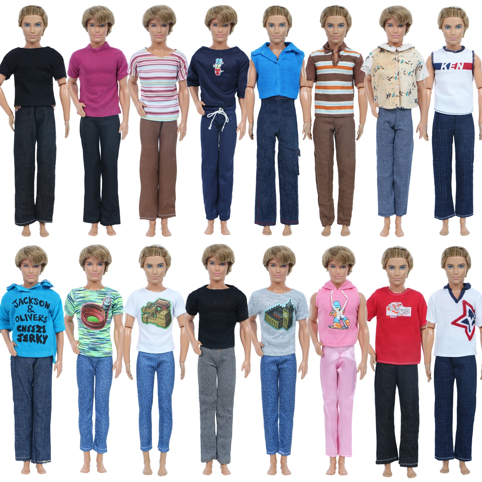 

Randomly Pick 3 Sets Men Cool Casual Suit Clothes Men Daily Pants Shirt Fashion Wear Outfit For Barbie Ken Doll baby Toys
