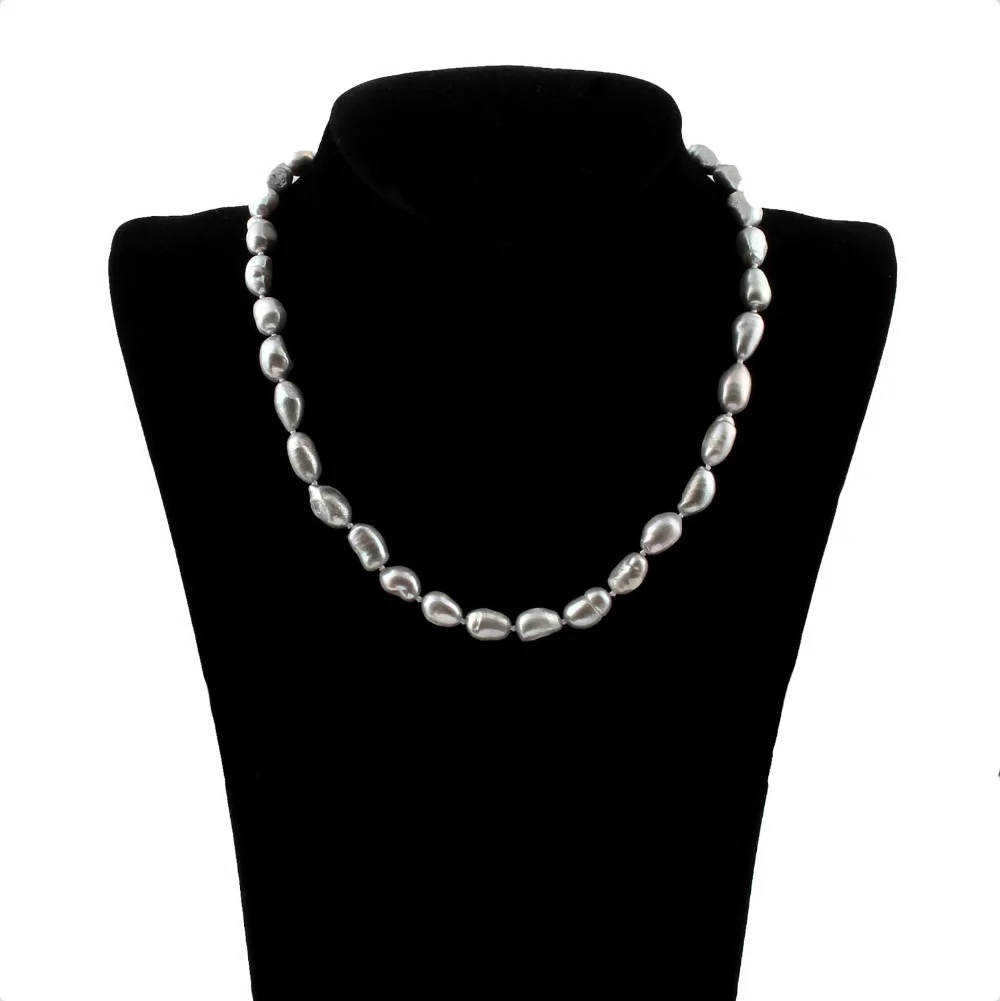 YYW модные ювелирные изделия натуральный пресноводный жемчуг ожерелье кристалл нить серый 8-9 мм жемчужное длинное ожерелье для женщин свадебный подарок