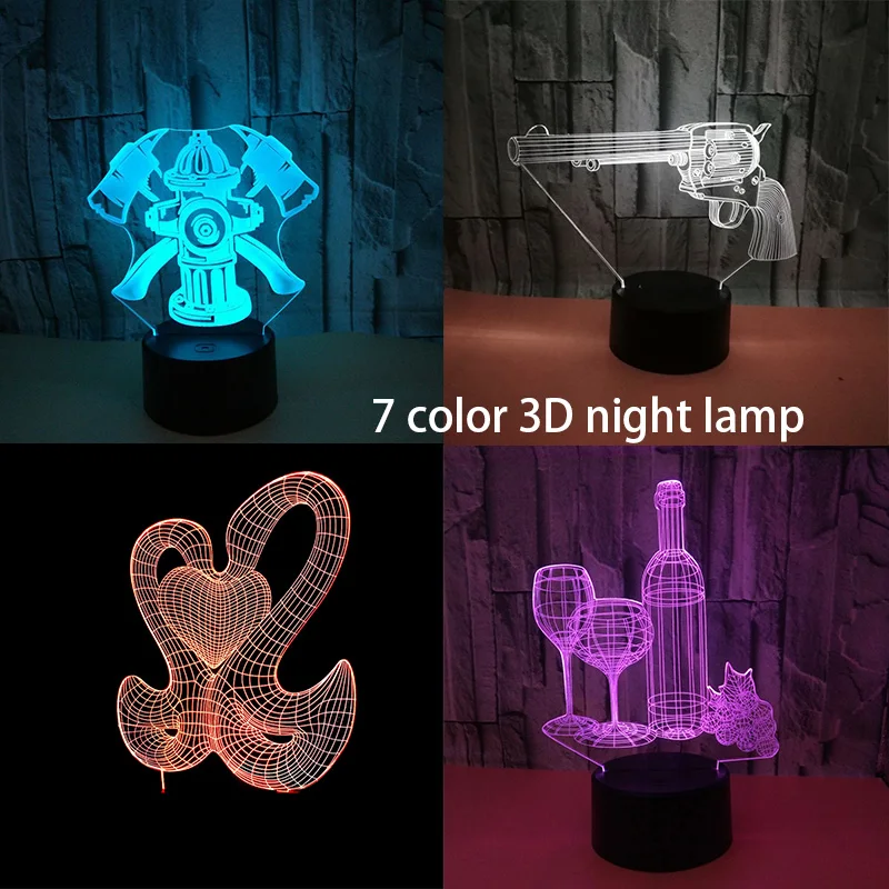 

LED 3D Night Lights Creative Desk Lamp Table Touch Usb Charge Home Lighting Bulbing 7 Color Change