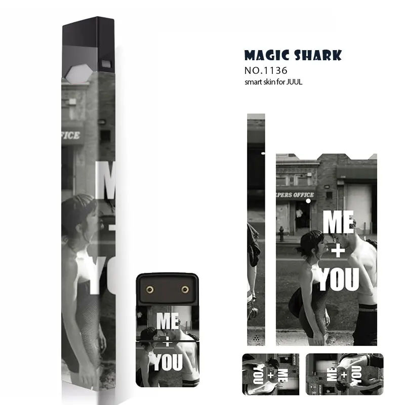 

100pcs Magic Shark 2019 Fashion Electronic Cigarette Sticker for Juul Stereo Film Sticker Skin Case Cover for Juul Wholesale