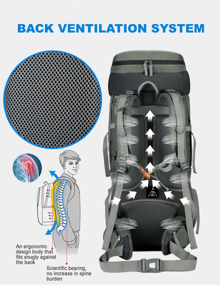 75L рюкзак для кемпинга, походный рюкзак для альпинизма, треккинга, спортивный нейлоновый водонепроницаемый рюкзак из алюминиевого сплава с внешней рамой, рюкзак для путешествий