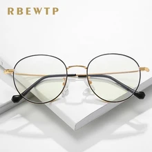 RBEWTP круглая рамка розовое золото анти-синий свет блокирующие очки светодиодные очки для чтения радиационно-стойкие очки компьютерные игровые очки 01