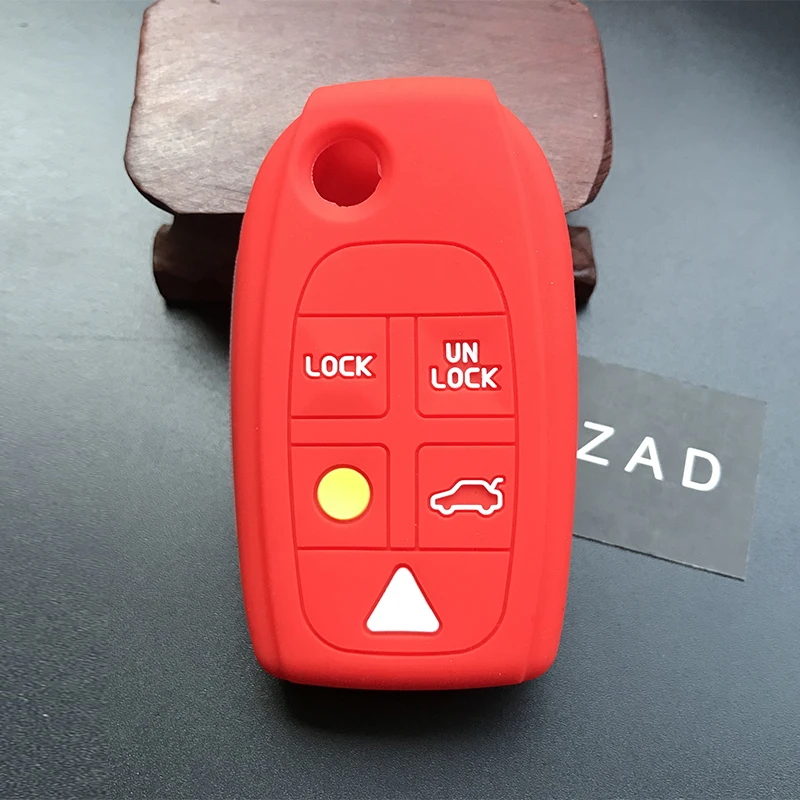 Silicone Rubber Car Key Case Cover Holder Protect Set For Volvo S80 S60 V70 XC70 XC90 D05 Folding Flip 5 Buttons Remote Key