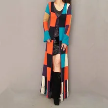 Free Shipping Fashion Long Floor Length Knitted Sweater Coat Cardigan For Women Plaid Geometrical Outerwear With Tassel Trench Free Shipping Fashion Long Floor Length Knitted Sweater Coat Cardigan For Women Plaid Geometrical Outerwear With Tassel Trench