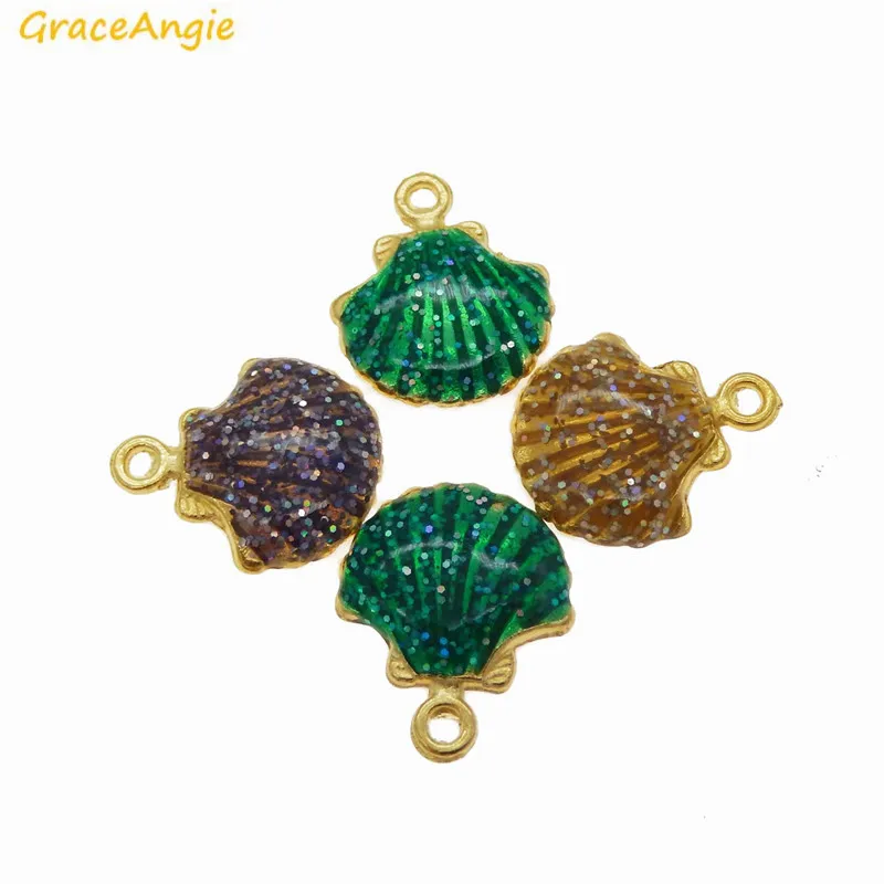 

GraceAngie 16PCS Mix Colorful Stunning Seashell Shape Conch Fashion Style Handmade Jewelry Floating Pendant Charms Findings