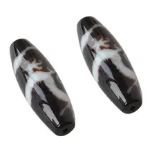 Натуральные тибетские бусины дзи, Овальные, пять когтей, дракон, класс AAA, агат, 13x38mm, Отверстие: Приблизительно 2mm, продается лот