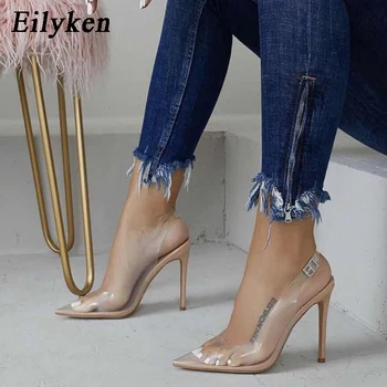 

Eilyken 2020 Autumn Sexy Pointed-toed PVC Transparent High-Heeled Shoes Fashion Buckle Strap Ladies Party Shoes Nightclub Pumps