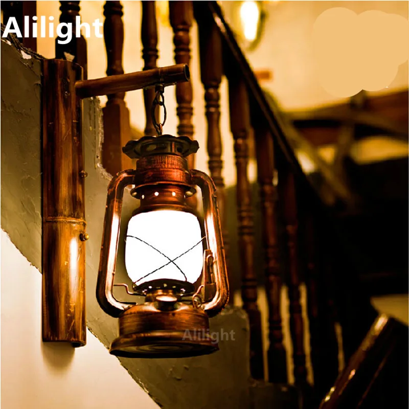 Applique Murale Pour Entree Vintage Main De Fer Conçu Lanterne Led E27 Mur Lampe pour Bar  Applique Murale Pour Entree